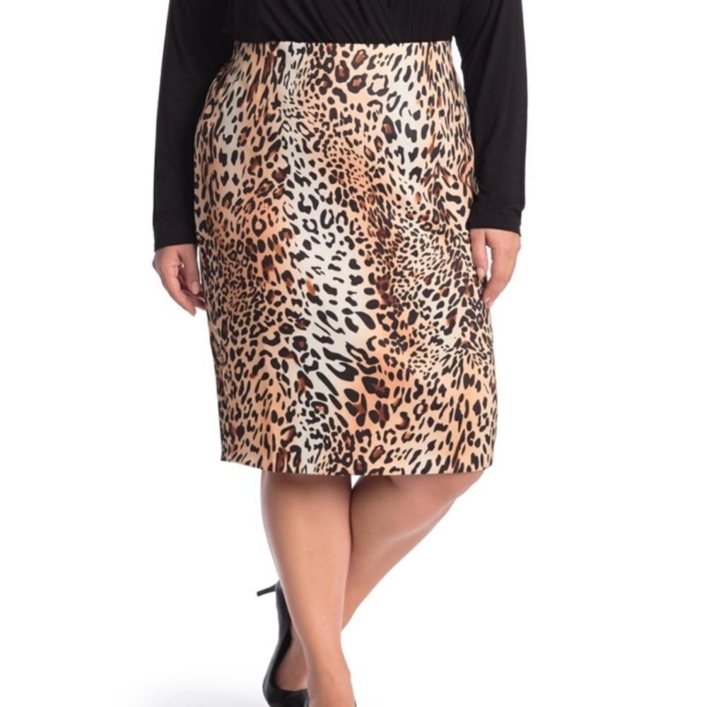 Plus Size Colorful Leopard Print Midi Skirt - NEW